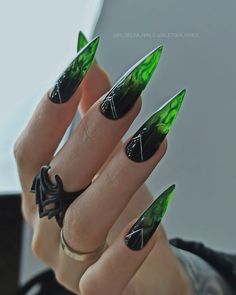 Stiletto Nail Ideas, Nails Witchy, Nails Spooky, Nails Gothic, Nails Goth, Spooky Nails, Witchy Nails, Punk Nails, Gothic Nails