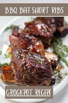 bbq beef short ribs on a white plate