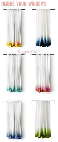 six different colored curtains with the words ombre your windows