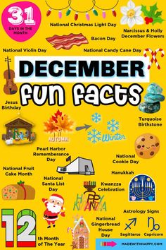 a yellow poster with the words december fun fact