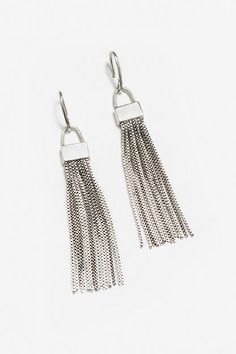 Offering a sense of elegance and style, the Tassel Drop Earrings are equal parts versatile and fun. Featuring strands of brass-tone metal suspended from a traditional fishhhook back, these effortless earrings can be worn with casual and elevated styles. Pair with classic trousers and a silk button-down for a posh work look. Johnny Was Women's Tassel Drop Earrings in Silver Grey, Silk/Brass Silver Brass Earrings For Evening, Elegant Silver Brass Linear Earrings, Feather Cuff Bracelet, Kinetic Jewelry, Boho Necklaces, Diy Jewlery, Silver Silk, Classic Trousers, Tassel Drop Earrings