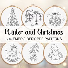 embroidery patterns for christmas and other holiday decorations are featured in the winter and christmas designs