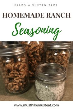 homemade ranch seasoning recipe in mason jars with text overlay