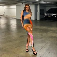 Dress as seen on Kendall Jenner High Neck  Tie Dye Sleeveless Dress Body Hugging Full Length Ribbed material Unlined Polyester/Spandex Size guide: S -  AU/UK 8   US 4-6   EU 34-36 Length 139cm M -  AU/UK 10  US 8-10  EU 38-40 Length 141cm L -  AU/UK 12 US 12  EU 42 Length 143cm Due to the current Shipping Prices and Health Reasons, we cannot return/exchange items. We send a replacement for faulty items. Hot Girl Summer, Y2K Kendall Jenner Dress, Boho Sundress, Bodycon Tank Dress, Dress Party Night, Hot Girl Summer, Cutout Maxi Dress, Tie Dye Maxi Dresses, Printed Long Dresses, Body Dress