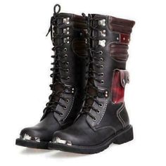 ad eBay - Find many great new & used options and get the best deals for High Top Men's Punk Gothic Outdoor Mid Range Boots Riding Boots Lace Up Shoes at the best online prices at eBay! Free shipping for many products! Gothic Belt, Army Combat Boots, Casual Leather Belt, Military Combat Boots, Punk Men, Black Moto Boots, Combat Boots Style, Military Tactical Boots, Leather Motorcycle Boots