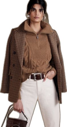 Trendy Cable Knit Turtleneck Outerwear, Fall Cable Knit Outerwear For Work, Winter Cable Knit Half-zip Sweater, Brown Cable Knit Outerwear For Work, Brown Half-zip Winter Outerwear, Johnny Collar, Camel Sweaters, Half Zip Sweaters, Fashion Mistakes