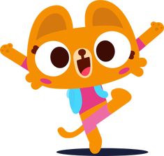 an orange cat with big eyes is dancing