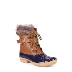 Splash through wet weather without any worry. Faux sherpa fleece lining keeps you nice and warm, and the no-slip treads in outsoles will keep you on your feet. Size: 6.5. Color: Blue. Gender: female. Age Group: adult. Material: lace. Brown Weatherproof Rain Boots For Winter, Winter Weatherproof Brown Rain Boots, Brown Weatherproof Winter Rain Boots, Blue Winter Rain Boots With Round Toe, Leather Winter Rain Boots, Blue Insulated Winter Boots, Blue Insulated Waterproof Boots With Round Toe, Blue Winter Waterproof Boots With Round Toe, Waterproof Blue Boots For Fall