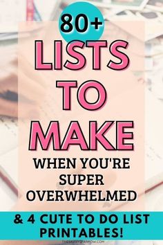 These to lists to make to organize your life can help you be less overwhelmed if you're super busy... or you can make these fun lists when you're bored! Get 80+ list ideas and some cute free printable to do list templates to help you get organized! 4 different printable to do lists to choose from! Adulting Binder Printables, To Do List Organization Ideas, Aesthetic To Do List Ideas On Paper, Life Organization Printables Free, Bujo To Do List Ideas, Organizing Lists Ideas, Printable To Do List Free Templates Cute, Organization Templates Printable, Fun Lists To Make Journal