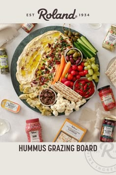 Hummus Grazing Board Dessert Grazing Board, Caponata Recipe, Board Recipes, Vegetarian Substitutes, Dessert Board, Grazing Board, Cookie Butter