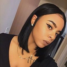 Aliexpress Wholesale Real Hair Black Bob Wig Cut Lace Front Short Glueless Full Lace Wigs Bob For Women bob wig on sale Hairstyles Real Hair, Bob Sew In, Bob Pendek, Middle Part Bob, Wigs Black, Indian Woman, Hair Laid