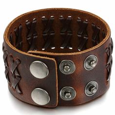 Gothic Adjustable Leather Bracelet, Adjustable Leather Gothic Wristband, Adjustable Gothic Leather Wristband, Adjustable Brown Punk Bracelets, Gifts For Halloween, Mens Bangles, Mens Cuff, Brown Leather Bracelet, Cuff Bangle Bracelet