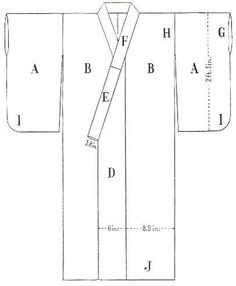 the front and back view of an unbuttoned shirt pattern, with measurements for each