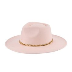 Introduce some glam to your everyday look with this chic Chain Fedora! The thin gold chain band gives it an unexpected edge, and the wide brim will keep the sun off your face in style. So, stay shady and bring that extra something to your wardrobe! Material Composition: 100% Polyester Height: 4' Brim: 3.5" Circumference: 47.5 Designed by Bella Chic USA Fedora Hat Style, Panama Style, Summer Fedora, Chic Fashionista, Wide Brim Fedora, Felt Fedora, Cowgirl Hats, Chain Belt, Suede Material