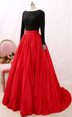 Black And Red Prom Dress, Black And Red Prom, Ball Gown Long Sleeve, Red Gown Dress, Gown Neckline, Red Ball Gowns, Gown Long Sleeve, Whatsapp Contact, Gown Party Wear