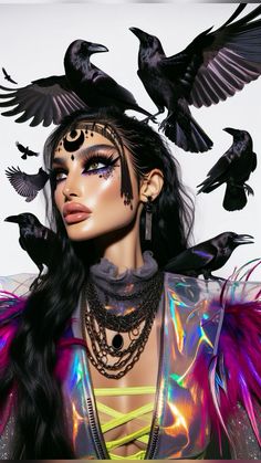 #Crow #fashion #beauty #image #girl #posing #posture #shooting #aesthetics #aesthetic #feathers #makeup #face Feathers Makeup, Crow Makeup, The Crow, Makeup Photography, Makeup Face, Feathers, Fashion Beauty, Digital Art, Makeup