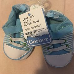 Nwt Gerber Size 3 Baby Blue Shoes, Velcro Top Cute Blue Slip-on Sneakers, Light Blue Breathable Sneakers, Cute Blue Non-slip Sneakers, Blue Slip-on Sneakers With Soft Sole, Blue Adjustable Visor Baseball Cap, Affordable Fade-resistant Blue Sneakers, Baby Blue Shoes, Cute Blue Diaper Cover For Playtime, Inch Blue Baby Shoes