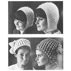 Vintage 1960s knitting pattern booklet entitled Winter Headwear by Beehive, which also includes a couple of crocheted styles. This is a fantastic 24-page book full of hat patterns for men, women, and children. Every kind of hat I can think of is here: berets, peaked caps, bonnets, stocking caps, toques, balaclavas… even a few tailored styles. This is a great resource that should be in every knitter’s library. This instant download digital pattern comes with a bonus PDF entitled Working with Vint Winter Headwear, Knitting Terms, Kinds Of Hats, Stocking Cap, Bowler Hat, Hat Patterns, Peaked Cap, Knitting Books, Berets