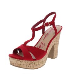 Manufacturer: American Rag Condition: Style Type: Dress Sandals Collection: American Rag Sleeve Length: Closure: Material: Textile/Man-Made Fabric Type: Microsuede Specialty: Solid Spring Party Suede Wedge Sandals, Spring Suede Wedge Sandals For Parties, Red Suede Sandals For Spring, Navy Blue Wedges, Blue Wedges, Sandals Collection, Round Toe Shoes, Cork Wedges Sandals, Ankle Strap Wedges