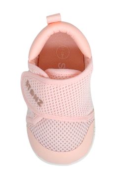 A wide toe box leaves room for growing feet in this breathable mesh sneaker that's lightweight and secured with an adjustable strap for easy on/off. Adjustable hook-and-loop closure Removable insole Textile upper and lining/synthetic sole Imported On Off, Adjustable Straps, Nordstrom, Mesh, Sneakers