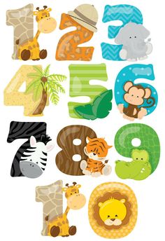 the numbers are made up of animals and letters