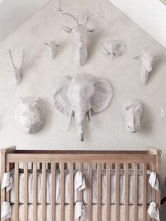 Paper Mache Animal Busts by Haitian Artisans Wallpaper Diningroom, Interiordesign Moodboard, Project House, Rh Baby, Bedroom Wallpaper, Elephant Head, Building Ideas, Animal Heads, Room Wallpaper