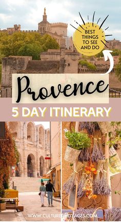 a collage of photos with the words proven 5 day itinerary