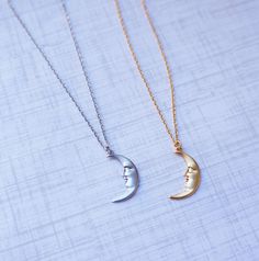 Moon Necklace Moon Face Necklace Dainty Silver Necklace Crescent Moon Charm Necklace for Women Girls Gift Idea Entirely handmade in our studio with love and care Moon charm 17x9mm Back is flat Matte gold or silver plated finish Delicate minimal chain Different lengths available. Finished with a lobster clasp Moon Shaped Charm Necklace With Delicate Chain For Gifting, Moon-shaped Charm Necklace With Delicate Chain, Moon Shape Charm Necklace With Delicate Chain For Gift, Moon Charm Necklace With Delicate Chain For Gift, Moon-shaped Charm Necklace With Delicate Chain For Gifts, Handmade Gold Charm Necklaces For Best Friend, Handmade Gold Charm Necklace For Best Friend, Dainty Gold Half-moon Charm Necklace, Gold Charm Necklaces With Moon Phase As Gift