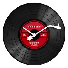 Pay homage to music history with this unique 12" record wall clock from Crosley. Featuring a vinyl record design and precise quartz accuracy, it's a must-have for music lovers and adds a nostalgic touch to any space. Color: Black. Record On Wall, Vinyl Record Design, Record Design, Wall Clock Black, Home Office Studio, 45 Records, Vinyl Record Wall, Record Wall, Chief Keef