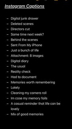 the instagram captions list is shown in black