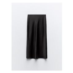 Midi skirt made of satin effect fabric. Mid elastic waistband. Satin Skirt Black, Gonna Midi, Rok Midi, Black Satin Skirt, Satin Noir, Waistcoat Dress, Cargo Shirts, Satin Midi Skirt, Cardigan Sweater Dress