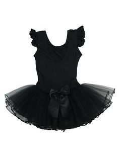 Highlight her elegance and grace with this stylish tutu dress by Wenchoice. The flutter sleeved dress in black features glitter ballet inspired applique. Criss-cross back straps and ribbon attached. Flouncy mesh skirt. Your little one is sure to enjoy this lovely flirty piece. Summer Ballet Tutu Dress For Dress-up, Fitted Sleeveless Tutu Dress With Bow, Black Summer Tutu Dress For Party, Black Tutu Dress For Summer Party, Summer Party Black Tutu Dress, Black Summer Party Tutu Dress, Black Tulle Tutu Dress For Summer, Sleeveless Black Tutu Dress For Party, Fitted Tutu Dress With Ruffles For Costume Party