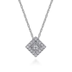 14K White Gold Abstract Diamond Pendant Necklace Square Pendant Necklace, White Gold Necklace, Classic Wedding Band, White Gold Necklaces, Square Pendant, Diamond Pendant Necklace, Pendant Bracelet, White Rose Gold, Gold Platinum