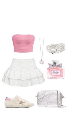 Outfit, pink, outfit inspo, summer outfit, cute outfit, fashion, skirt Summery Outfits, Outfit Combinations