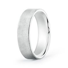 men's wedding band in white gold with a brushed finish and beveled edges