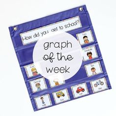 a blue bulletin board with the words graph of the week on it and pictures of children