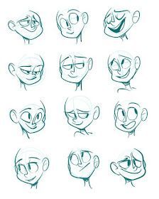 cartoon faces with different expressions drawn on them