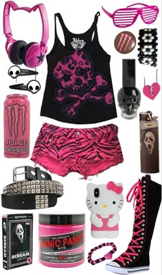 Pink Scene Aesthetic Outfit, Pink Scene Fashion, Hot Pink Scene Outfit, Scene Y2k Outfits, Summer Scene Outfits, Scene Outfits Ideas, Scene Summer Outfits, Scene Clothes 2000s, Pink Scene Outfits