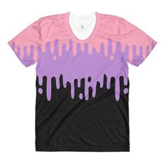 This t-shirt features a vivid, all-over print inspired by dripping slime! The material is a very soft and breathable polyester.  These shirts are a relaxed fit womens t-shirt. They are looser than our other womens shirts and more equivalent to a standard (not juniors) womens sizing. Please consult Sketch Outfits, Pastel Goth Shirt, Pastel Tops, Apron Ideas, Pastel Punk, Indie Streetwear, Rat King, Goth Shirt, Women Fashion Edgy