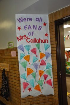 there is a sign that says we're all fans of mr & mrs callahn