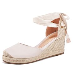 PRICES MAY VARY. Synthetic Sole. Braided Wedge Heel, Padded Insole, Boho Mid Heel, Closed Toe, Ankle Wrap, Linen Espadrille Platform Wedges Sandals For Women. Comfortable Espadrille Wedges With a 3.5 Inch Wedge Heel, Adjustable Ankle Strap Buckle. Occasions: Casual/ Work/ Vacation/ Holiday/ Party/ Club/ School/ Shopping/ Outdoor. Design: Classic Espadrille High Heel Casual Sandals For Women. Currently 9 Colors Available. The Color May Slightly Different From What It Appears, Due To Different Mon