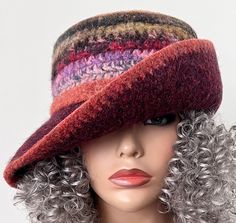 Felted Wool Cloche Hat with Wide Brim, Women's Winter Felted Hat, Stylish Winter Hat Stylish Winter Hats, Art Deco Hats, Wool Cloche Hat, Warm Winter Hats, Earth Tone Colors, Winter Hats For Women, Cloche Hat, Felt Hat, Wool Hat