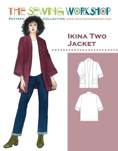 the sewing workshop pattern for a women's jacket with pockets and sleeves, in two lengths