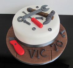 there is a cake that has tools on it