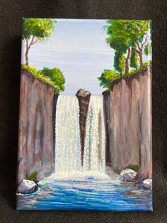 an acrylic painting of a waterfall