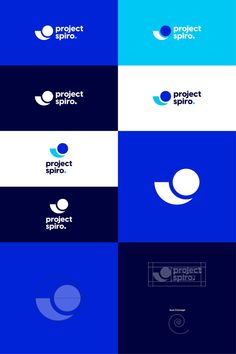 the logos for project spino are shown in different colors and shapes, including blue, white