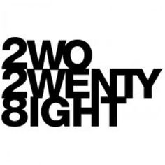 the two twenty eight logo is shown in black and white