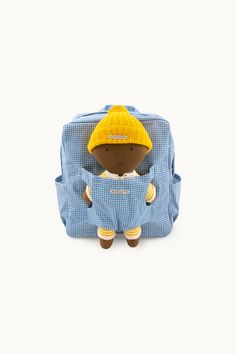 GOMMU BACKPACK! I'm the perfect accessory to keep your cool stuff and same time carry your Baby Gommu everywhere!. Made from 100% cotton canvas in BLUE and CREAM vichy base, cozy padded back, zipped opening and softly cocoon in front for your GOMMU.Measures: 28cmx31cmx5cm.Made in China. Cute Cotton Backpack For Everyday Use, Cotton Travel Backpack, Cute Everyday Cotton Backpack, Cute Cotton Backpack For Back To School, Cotton School Backpack Softback, Blue Cotton Backpack For Travel, School Cotton Softback Backpack, Casual Backpack For Playtime, Casual Standard Backpack For Playtime