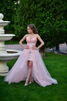 Pink Prom Dress With Detachable Train, Pink Gown With Detachable Train For Prom, Pink Fitted Sleeveless Wedding Dress, Pink Wedding Corset Dress With Sweetheart Neckline, Pink Wedding Dress With Fitted Bodice For Prom Season, Pink Prom Evening Dress With Detachable Train, Fitted Pink Ball Gown With Sweep Train, Fitted Tulle Wedding Dress With Sweep Train, Pink Sleeveless Wedding Corset Dress