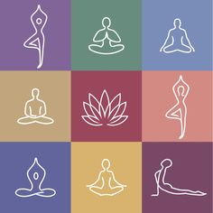 six different types of yoga icons